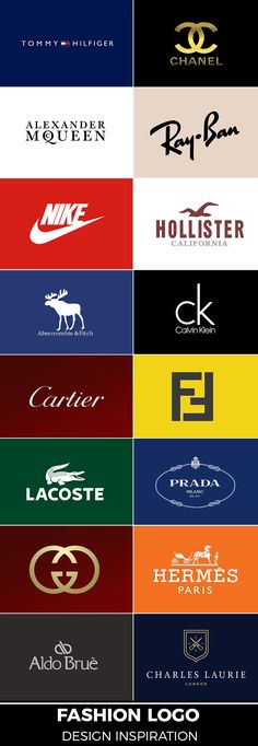 many different types of logos and their names are shown in this image, with the same color