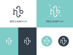 the logo for reclamhub is shown in four different colors and font styles