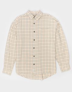 Bdg Urban Outfitters Brushed Check Long Sleeve Button Up Shirt. Allover Plaid Pattern. Left Chest Pocket. Button Front. Collar Neck. Long Sleeves With Button Cuffs. 100% Cotton. Machine Wash. Imported. Long Sleeve Button Up, Overalls Boys, Chino Pants Women, Wwe T Shirts, Graphic Trends, Bdg Urban Outfitters, Boys Graphic Tee, Long Sleeve Button Up Shirt, Girls Graphic Tee