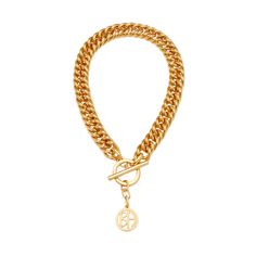 Ben-Amun necklace Approx. 17 inches 24-karat gold electroplated brass Toggle clasp Made in USA