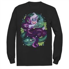 Under the sea lurks the evil sea witch Urusla! Show off your love for Disney's The Little Mermaid with this Long Sleeve Tee with a hand-painted look! Â© Disney Under the sea lurks the evil sea witch Urusla! Show off your love for Disney's The Little Mermaid with this Long Sleeve Tee with a hand-painted look! Â© Disney Long sleeves Crewneck FABRIC & CARE Cotton Machine wash Imported Color: Black. Gender: male. Age Group: adult. Pattern: Graphic. Ursula Sea Witch, The Little Mermaid Ursula, Witch Painting, Find Your Voice, Sea Witch, Pattern Graphic, Athletic Fits, Little Mermaid, The Little Mermaid