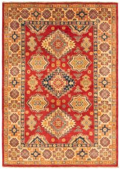 Afghan Finest Ghazni 4'11" x 7'0" Hand-knotted Wool Red Rug | ECARPETGALLERY Geometric Carpet, Area Rug For Living Room, Indian Rugs, Knotted Carpet, Rug For Living Room, Persian Area Rugs, Afghan Rugs, Wool Carpet