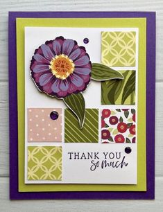 a handmade thank card with flowers on it