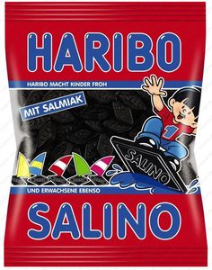 a bag of salted black garlic chips with the word harbo on it