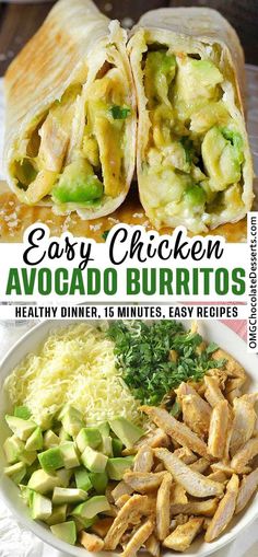 easy chicken avocado burritos recipe that is healthy and quick to make