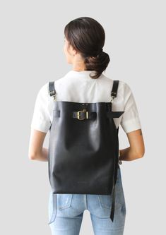 Large Black Leather Backpack | Leather Backpack Purse Modern Leather Tote Backpack For Errands, Everyday Black Rectangular Leather Backpack, Modern Black Leather Backpack For Everyday, Black Leather Backpack For Errands, Chic Leather Backpack For Errands, Black Leather Standard Backpack, Versatile Black Leather Everyday Backpack, Versatile Black Leather Daily Backpack, Chic Daily Leather Tote Backpack