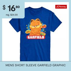 Celebrate the new movie with our officially licensed garfield mens graphic t-shirt. Our adult short sleeve tee is lightweight, soft and durable; perfect for everyday wear.Character: GarfieldClosure Type: Pullover HeadFit: Regular FitNeckline: Crew NeckSleeve Length: Short SleeveFiber Content: 100% CottonFabric Description: KnitCare: Machine WashCountry of Origin: Imported Garfield Movie, Tops Graphic, Men's Graphic T Shirt, New Movies, Men Short Sleeve, Royal Blue, Short Sleeve Tee, Shirts Tops, Graphic T Shirt