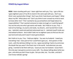 an image of a letter written to someone on their facebook page that says, fences by august wilson