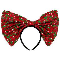 Band Thickness: 1.19 Size: One Size Fits Most Color: Red, Green, Silver & Black Age Grade: 5+ Quantity: 1 Make sure you look your best at the next holiday party by wearing this Red Sequin Bow Headband. This stylish accessory features a black headband that supports a giant red bow. This large bow is made out of thick fabric, meaning it will always keep its structured shape. On the front, there are dazzling red, green, and iridescent sequins to give it a standout shine. Pair it with matching jewelry and attire to show just how much you love Christmas! Fun Headband Costume Accessories For Party, Fun Party Headband Costume Accessories, Fun Party Costume Accessories: Headband, Fun Party Costume Accessories Headband, Carnival Party Headband, Adjustable Headband For Carnival Party, Adjustable Headband For Party And Carnival, Fun Red Costume Accessories For Party, Red Headband Headpieces For Carnival