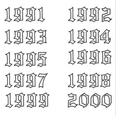 some type of font that has been drawn in the style of gothic letters and numbers