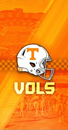 the tennessee football team is depicted on an orange and yellow background with checkered squares