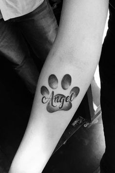 Pet Paw Print Memorial Tattoo Tattoos For Dogs, Dog Memorial Ideas, Hip Tattoo Quotes, Paw Print Memorial, In Memory Of Dog, Cheerful Quotes, Remembrance Tattoos