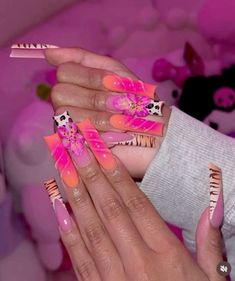 Jade Aesthetic, Artsy Nails, Horror Nails, Pink Animal Print, Acrylic Nail Set, Ombre Acrylic Nails, Claw Nails, Colored Acrylic Nails