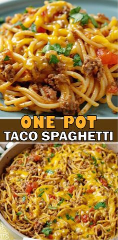 one pot taco spaghetti is an easy and delicious dinner