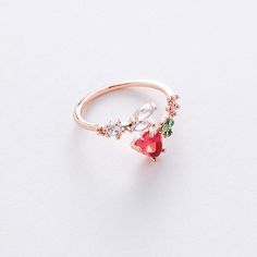 Dainty Cute Heart Flower Stackable Ring – Perimade & Co. Rings Red, Ring Party Jewelry, Pink Stone Rings, Heart Promise Rings, Princess Ring, Zircon Ring, Rings For Girls, Elegant Flowers, Cute Rings