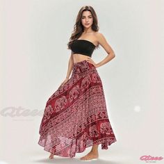 Qteee - Versatile Casual Dress: Midi Beach Vacation Skirt with Two-Way Big Swing and Belly Dance Design Bohemian Maxi Skirt, Resort Maxi Dress, Leisure Dress, Beach Holiday Dresses, Holiday Skirts, Maxi Skirt Dress, Beach Vacations, High Waist Dress, Half Skirt