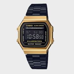 Classic Gold Watch Accessories With 10atm Water Resistance, Classic Gold Chronograph Digital Watch, Gold Digital Watch With Stopwatch, Modern Gold Chronograph Watch With 10atm Resistance, Modern Gold Chronograph Watch With 10atm Water Resistance, Wrist Watch