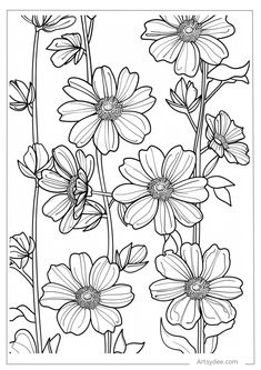 an image of flowers coloring pages