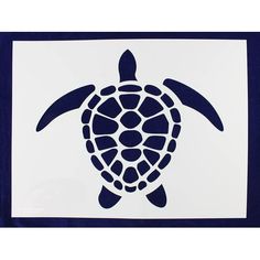 a blue and white tile with a turtle on it's back in the center