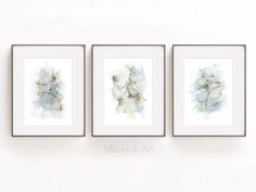 three framed art prints hanging on the wall