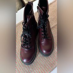 Its Very Gorgeous Red Combat Shoes Size 6brand New Srp $69 Trendy Burgundy Boots With Round Toe, Combat Shoes, Madden Girl, Moto Boots, Girls Shoes, Brand New, Women Shoes, Boots, Red