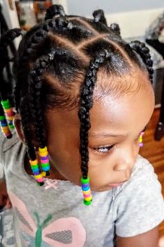 Black And White Beads On Braids, Hairstyle With Beads, Toddlers Hairstyles, Black Baby Girl Hairstyles, Mixed Kids Hairstyles, Toddler Braids, Black Kids Braids Hairstyles