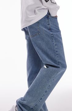 Head into the weekend with classic straight-leg jeans cut from nonstretch denim and evenly faded for a vintage vibe. 16" leg opening; 10 1/2" front rise; 14" back rise Zip fly with button closure Five-pocket style 100% cotton Machine wash, dry flat Imported Classic Medium Wash Bottoms With Standard Cut Leg, Classic Straight Washed Blue Bottoms, Classic Washed Blue Straight Bottoms, Casual Cropped Jeans With Standard Cut Leg, Classic Washed Blue Rigid Denim Flare Jeans, Classic Washed Blue Flare Jeans, Classic Washed Blue Jeans With Standard Cut Leg, Classic Blue Relaxed Fit Cropped Jeans, Blue Classic Cropped Jeans Relaxed Fit