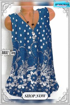 Women's Tank Top Red Royal Blue Floral Print Sleeveless Daily Going Out Streetwear V Neck Regular Plus Size L Blue Summer Vest, Blue Sleeveless Summer Vest, Blue Sleeveless Beach Vest, Blue Sleeveless Floral Print Top, Blue Floral Print Sleeveless Top, Blue Sleeveless Spring Vest, Blue Sleeveless Tank Top, Cheap Tank Tops, Plus Size Tank Tops