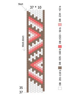 a cross stitch pattern with the words start and end in red, white, and brown