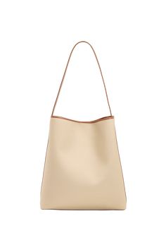 "Find AESTHER EKME Sac Hobo Bag on Editorialist. Aesther Ekme \"Sac\" hobo bag in cotton and faux leather (polyurethane) Shoulder strap Open top with magnetic closure Approx. 14.6\"H x 14.2\"W x 4.3\"D Made in Spain" Beige Baguette Bag With Leather Handles For Daily Use, Beige Hobo Bag With Canvas Lining For Travel, Beige Canvas Hobo Bag, Canvas Hobo Shoulder Bag For Shopping, Cream Baguette Tote Bag For Shopping, Large Capacity Cream Canvas Hobo Bag, Canvas Hobo Bag For Shopping, Chic Beige Leather Canvas Bag, Beige Hobo Bag With Adjustable Strap For Shopping