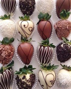 chocolate covered strawberries are arranged in the shape of hearts