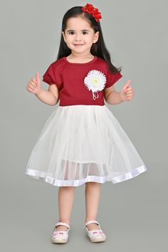 maroon baby girls flower cotton blend frock its hand made product White Cotton Tutu Dress For Spring, Spring White Cotton Tutu Dress, White Princess Style Cotton Dress, White Short Sleeve Princess Dress For Birthday, White Short Sleeve Birthday Dress, White Short Sleeve Tutu Dress For Dress-up, White Short Sleeve Tutu Dress For Summer, Summer White Short Sleeve Tutu Dress, White Short Sleeve Summer Tutu Dress