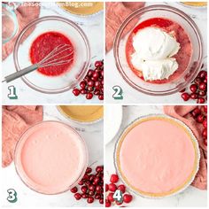 steps to make cranberry cheesecake in a glass pie dish with whipped cream on top