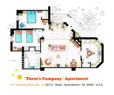 the floor plan for three's company apartment