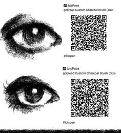 three different images of the same person's eyes with qr code on them