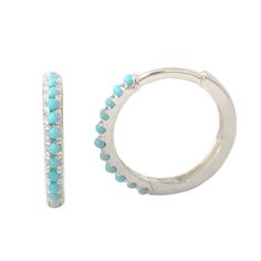 "This finely handcrafted huggie hoop dangle earring is composed of 14K solid gold and pavé set with genuine AAA quality round cabochon cut natural real Turquoise gemstones. This earring also features a secure hinged closure for the ease of taking them on and off. NOTE: This specific listing is for merchandise that we have available in stock & ready to ship. If you are interested in purchasing this item with more 14K gold color options & quantities kindly click the following link for your Stackable Huggie Earrings As Gift In Fine Jewelry, Stackable Huggie Earrings Fine Jewelry For Gift, Stackable Sterling Silver Hoop Earrings, Stackable Sterling Silver Hoop Earrings Fine Jewelry, Stackable Sterling Silver Huggie Earrings As Gift, Sterling Silver Stackable Huggie Earrings As Gift, Turquoise Sterling Silver Huggie Jewelry, Minimalist Sterling Silver Gemstone Huggie Earrings, Stackable Sterling Silver Huggie Earrings