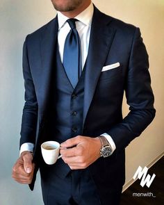 Best Suits For Men, A Man In A Suit, Suit Combinations, Men's Business Outfits, Man In A Suit, Blue Suit Men, Blue Suit Wedding, Classy Suits