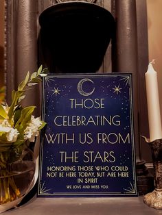 there is a sign that says those celebrating with us from the stars