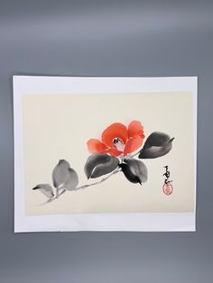 an image of a painting with flowers on the back and chinese writing on the front