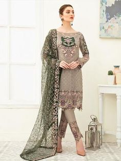 Salwar Kameez - Free Shipping on Salwar Kameez Online in USA Festive Embroidered Chiffon Salwar Kameez, Fitted Embroidered Fabric With Sheer Dupatta For Eid, Embroidered Chiffon Salwar Kameez For Eid, Embroidered Chiffon Dupatta For Eid, Fitted Chiffon Dupatta For Eid, Chiffon Salwar Kameez With Zari Work And Long Sleeves, Long Sleeve Chiffon Salwar Kameez With Zari Work, Green Chiffon Dupatta With Resham Embroidery, Embroidered Chiffon Lawn Suit For Festive Occasions