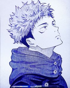 a drawing of a boy with short hair