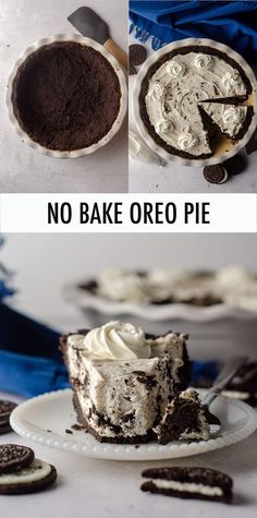 there are three different pictures of oreo pies on the table