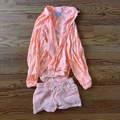 So Cute For Summer. Both Pieces Are Xs, Never Worn Before Casual Pink Swimwear For Vacation, Casual Long Sleeve Swimwear For Day Out, Pink Vacation Tops For Poolside, Pink Summer Top For Vacation, Pink Tops For Poolside Vacation, Pink Beachwear Tops For Vacation, Pink Summer Swimwear For Day Out, Casual Pink Swimwear For Summer, Pink Tops For Vacation Beachwear