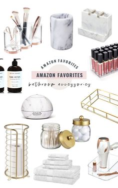 an assortment of bathroom accessories with the words amazon favorites