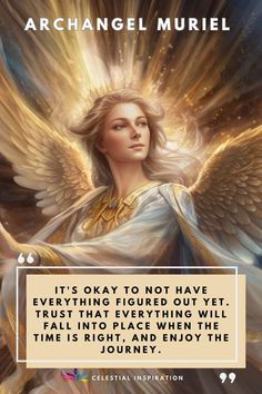 an angel with the words, it's okay to not have everything figured out yet