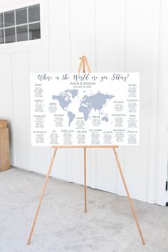 an easel with a world map on it that says where are the whales?