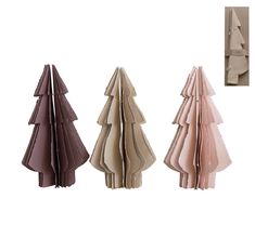 three different types of umbrellas are shown in this image, one is pink and the other is brown