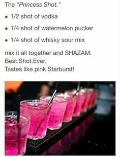 a facebook page with pink drinks on it and the caption that says shot of the night