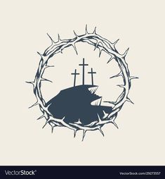 jesus fish in the crown of thorns with cross