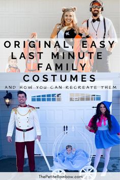 two people in costumes and the words, original easy last minute family costumes and how you can recycle them